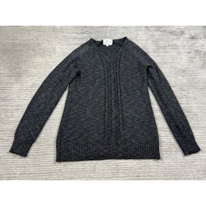 Debbie Morgan Sweater Womens Large Black V-Neck Knit Long Sleeve Acrylic